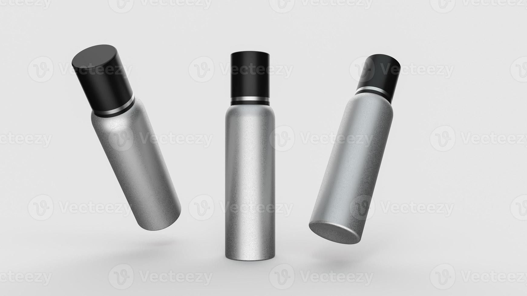 Blank aluminum spray can black Cap isolated on white background, Aerosol Spray Can , Metal Bottle 3d illustration photo