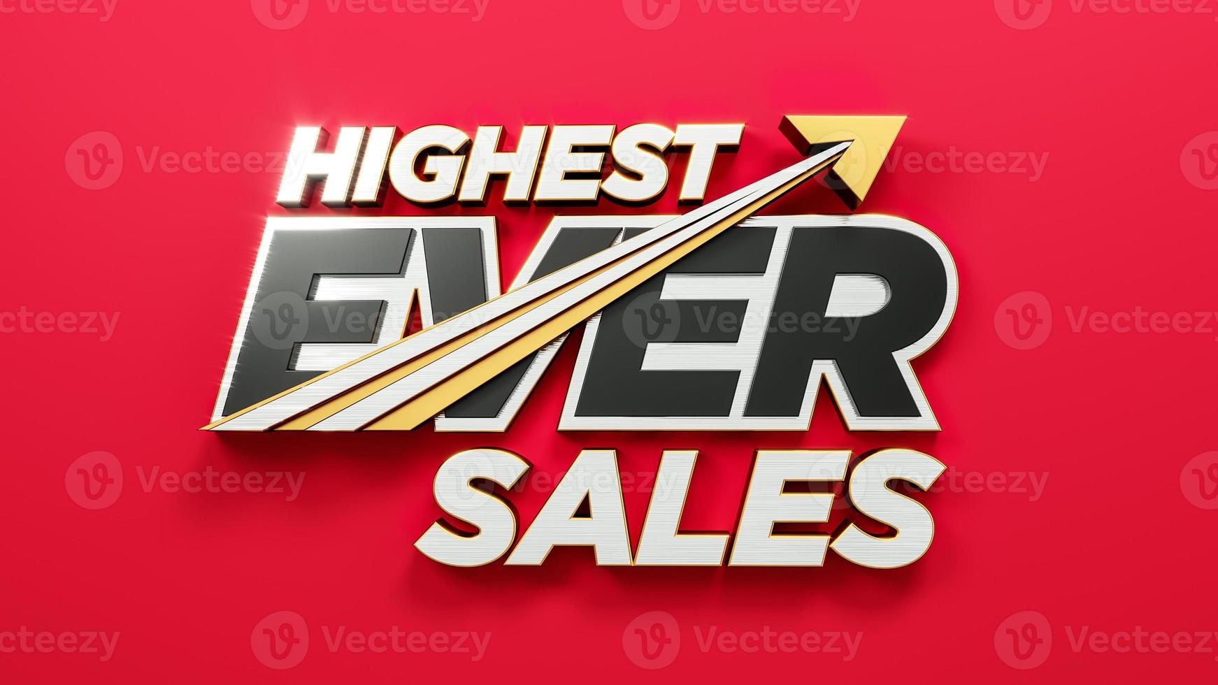 Highest ever Sales, High growth chart Business development to success and growing growth concept, arrow graph corporate future growth plan Red background golden arrow photo