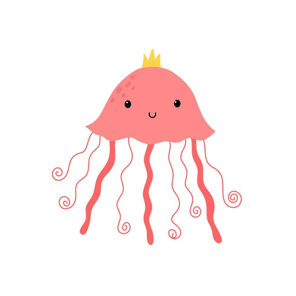 icono de medusa dibujado a mano en estilo plano. icono de vector de medusas de dibujos animados para diseño web aislado sobre fondo blanco.