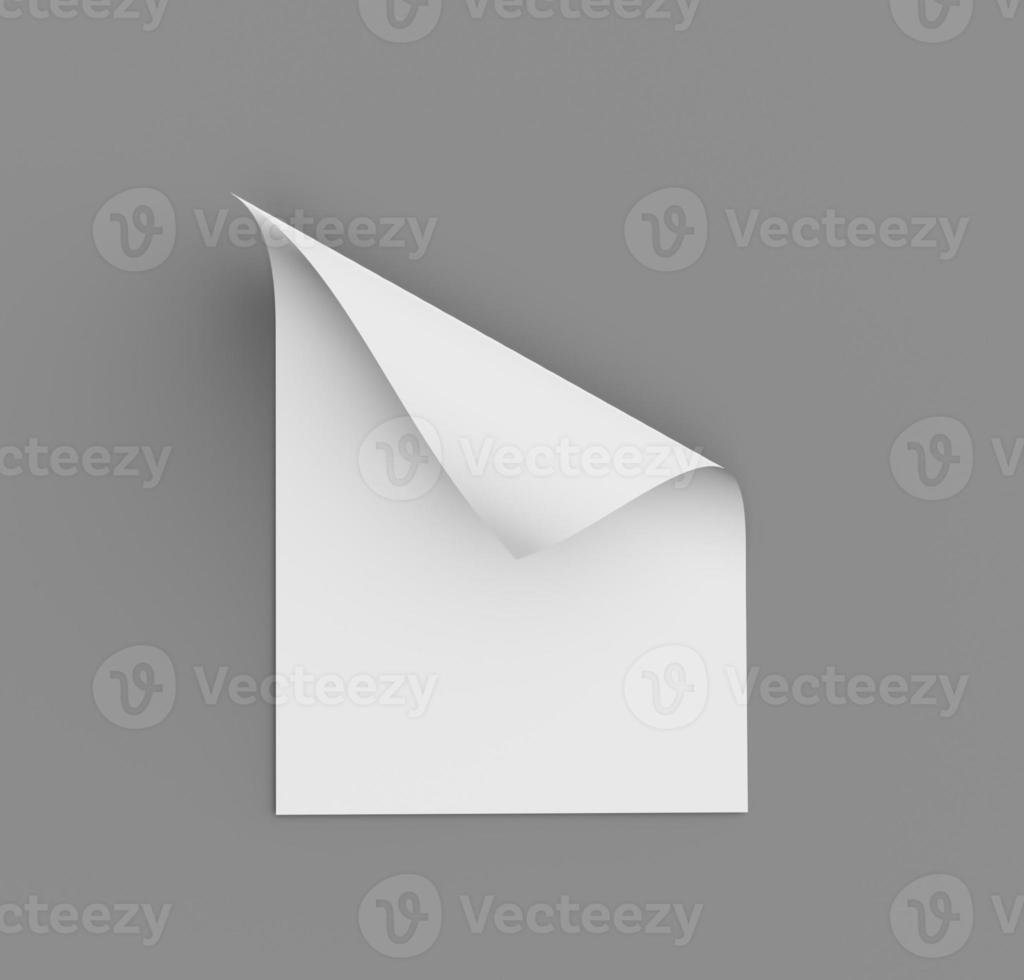 Bent empty paper sheet. empty paper Mockup A4 format paper with shadows on gray background 3d Illustration photo