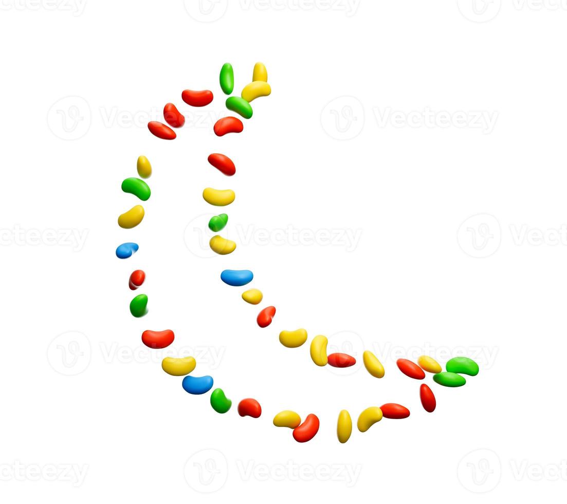 Crescent Moon shape, Eid Ramadan Muslim sign, Sweet Candies colorful candies 3d illustration photo