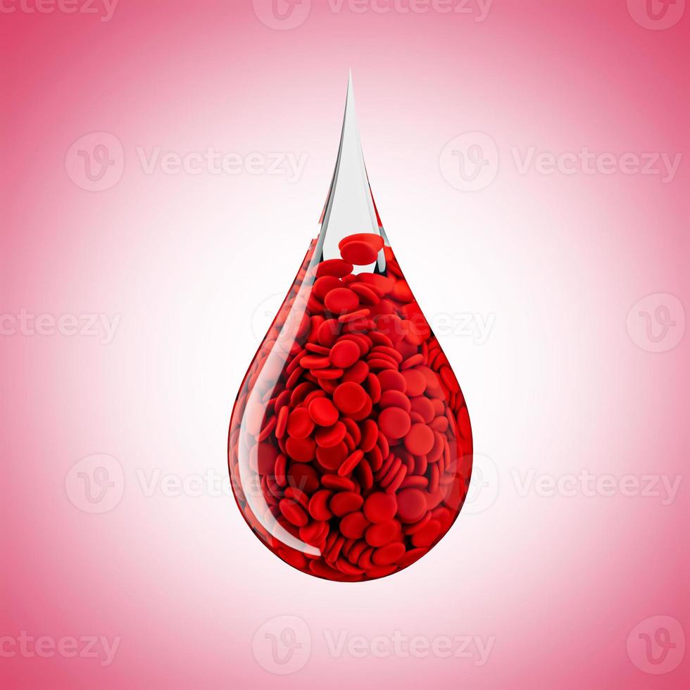 Blood drop icon with cells 3d render concept for world blood donation day 3d illustration photo