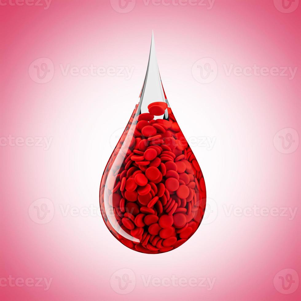 Blood drop icon with cells 3d render concept for world blood donation day 3d illustration photo