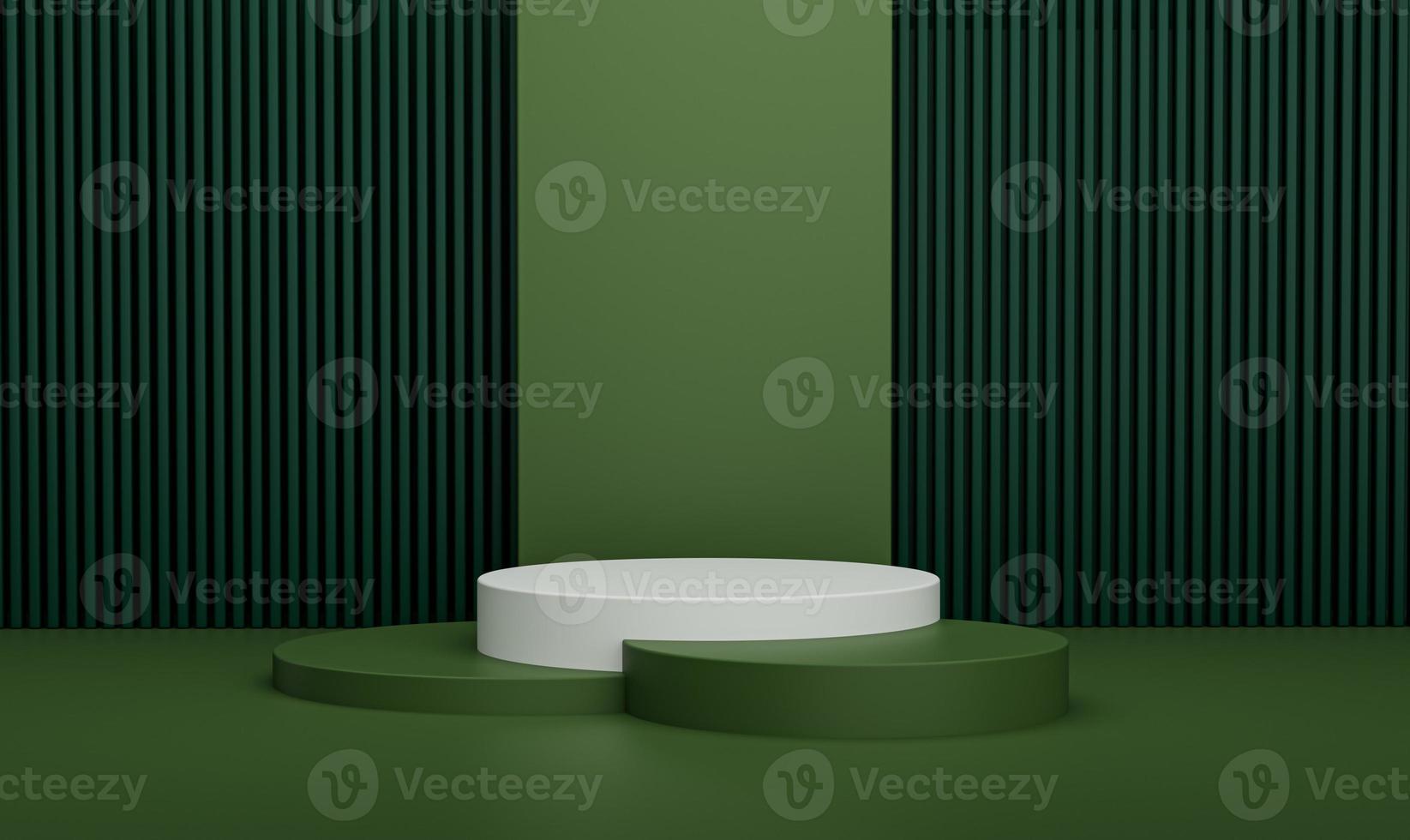 Abstract geometry shape background. Green and White podium minimalist mock up scene. 3d rendering photo