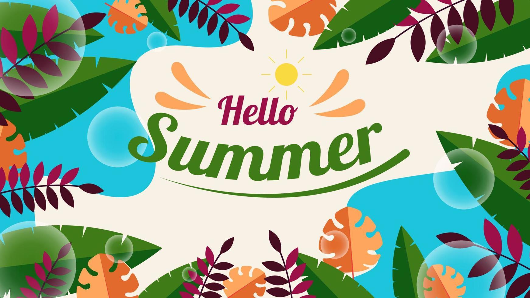 summer background with tropical leaves. nature vector illustration