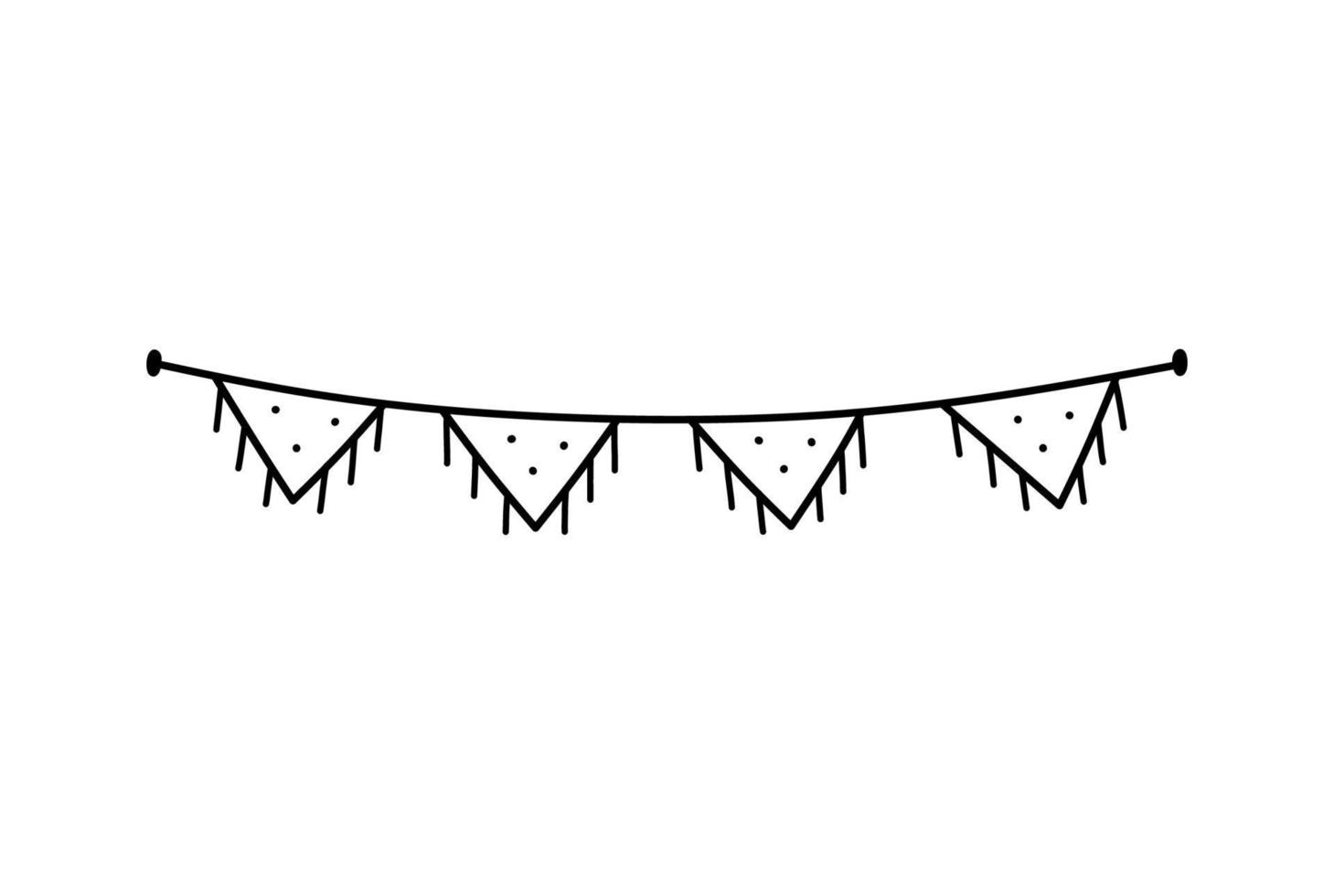 Cute festive bunting for a party isolated on white background. Vector hand-drawn illustration in doodle style. Perfect for holiday designs, cards, decorations, logo.