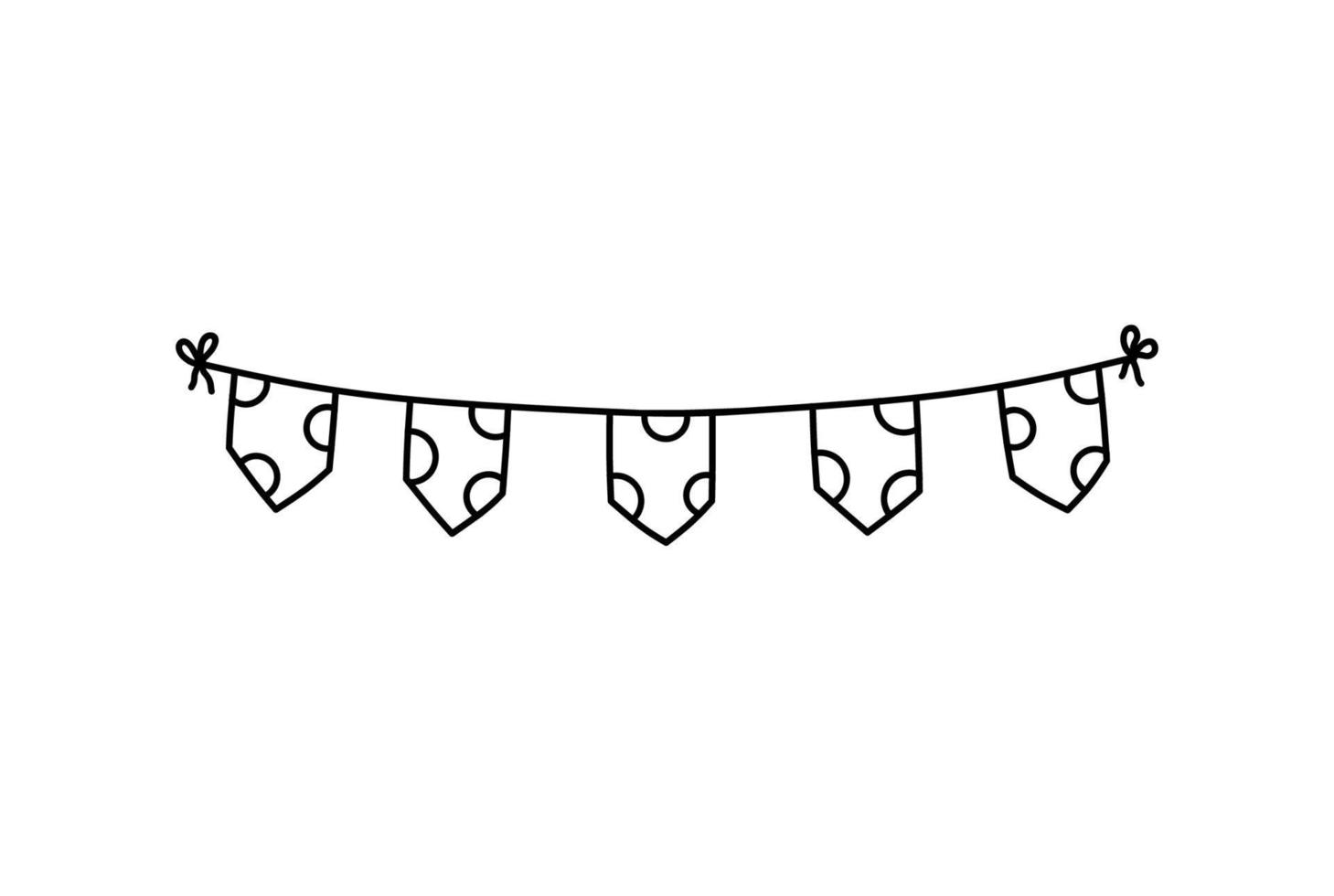Cute festive bunting for a party isolated on white background. Vector hand-drawn illustration in doodle style. Perfect for holiday designs, cards, decorations, logo.