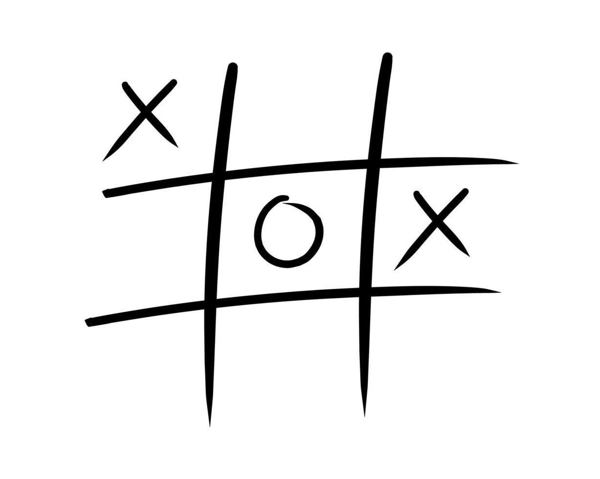 Tictactoe Hand-drawing Cross Playing Game Vector Illustration