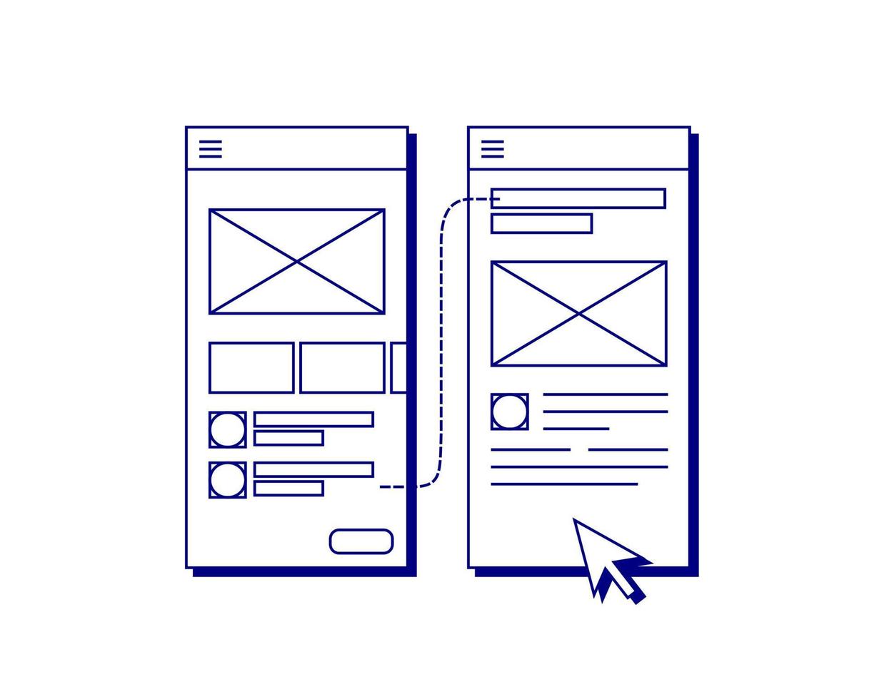 ilustración de vector de concepto de experiencia de usuario móvil de pantalla de estructura metálica para póster de diseñador de interfaz de usuario o elemento gráfico