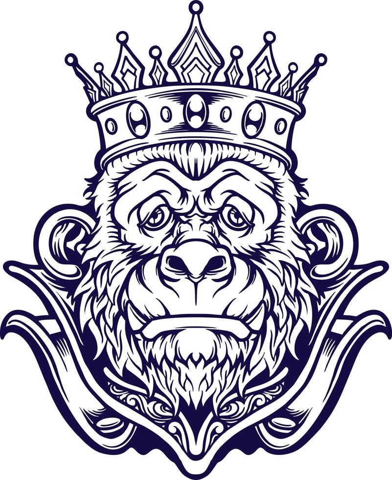 King Head Monkey Mascot Silhouette vector