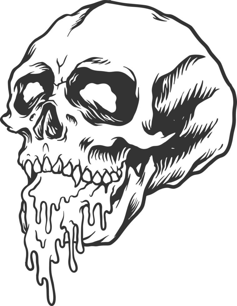 Scary colorful stone skull silhouette vector