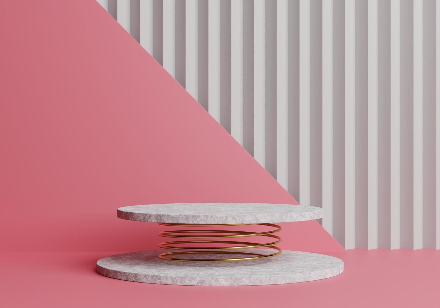 Marble podium for product presentation with pink rectangle shape and  Golden spring, 3D illustration background Pro Photo