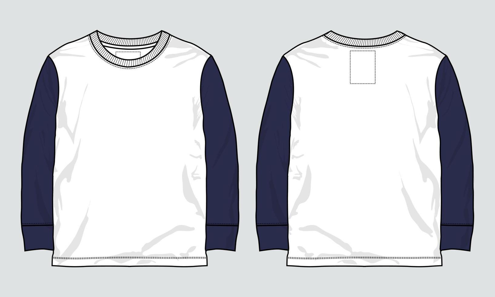 Long sleeve t shirt technical fashion flat sketch vector illustration template