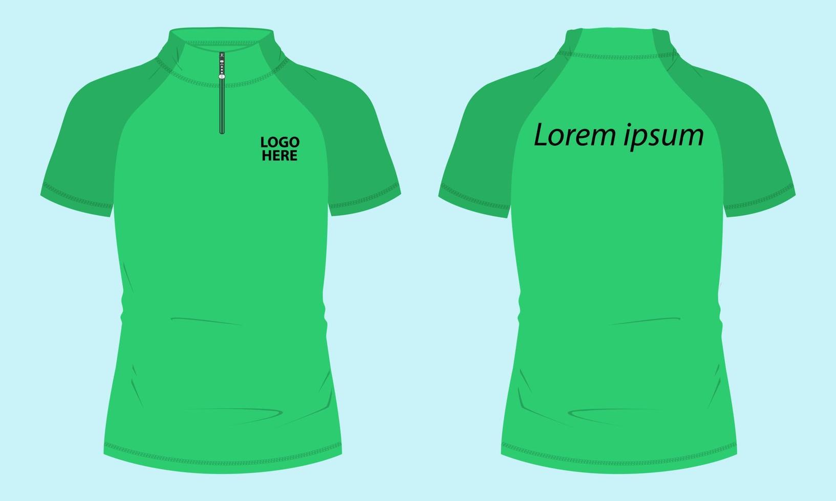 Short sleeve with short zip soccer cycling jersey Technical Flat sketch Vector Illustration template