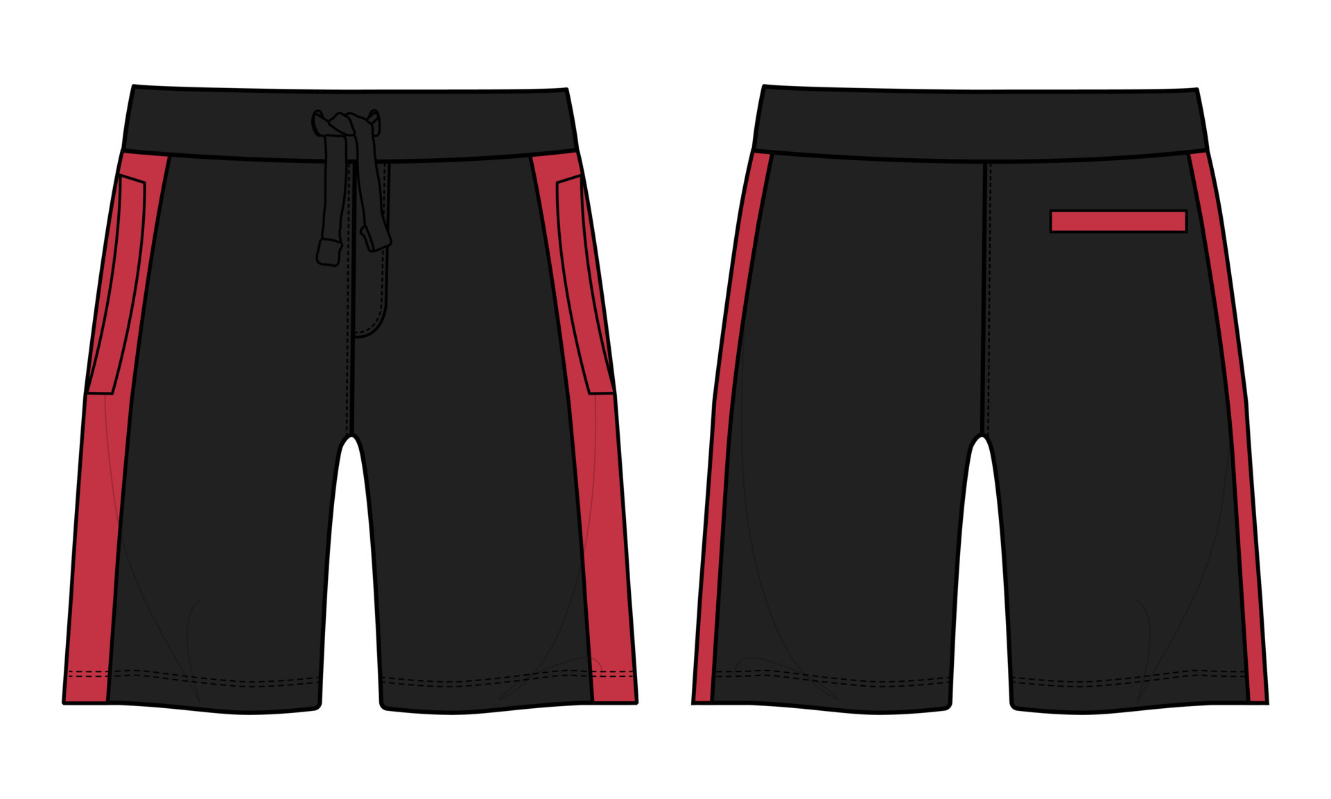 Boys Sweat shorts pant technical fashion flat sketch vector ...