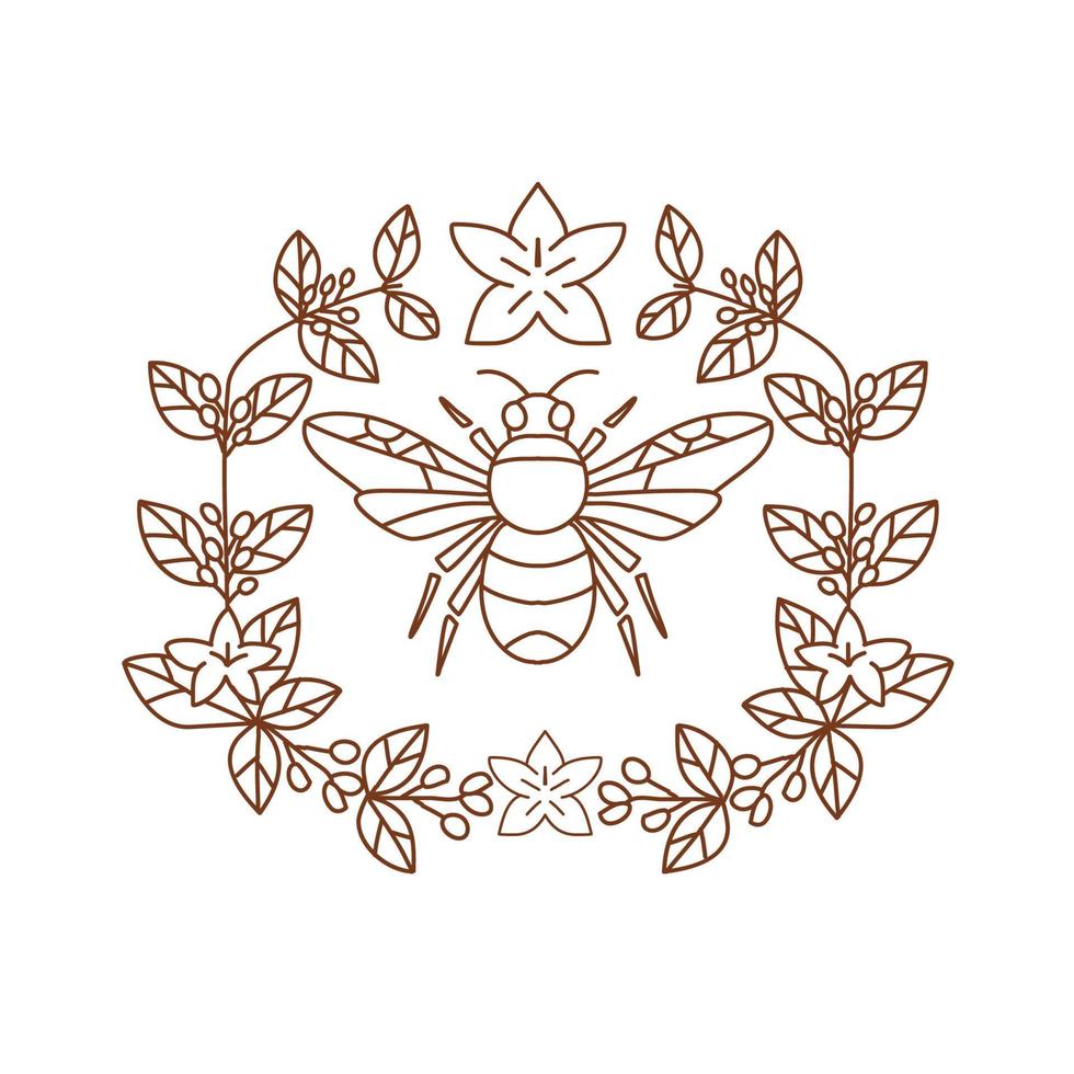 Bumblebee Coffee Flower Leaves Icon vector