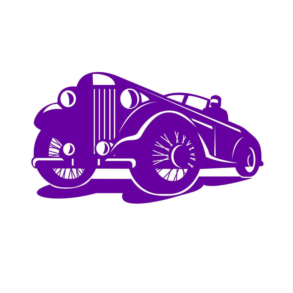 vintage coupe car and driver with scarf vector