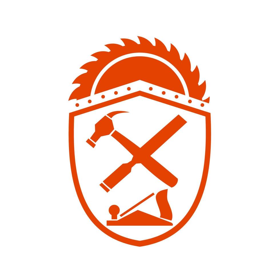Crossed Hammer and Rasp Tools Crest Retro vector