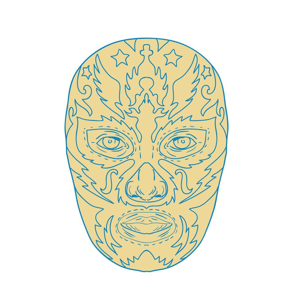 dibujo frontal de máscara de luchador vector