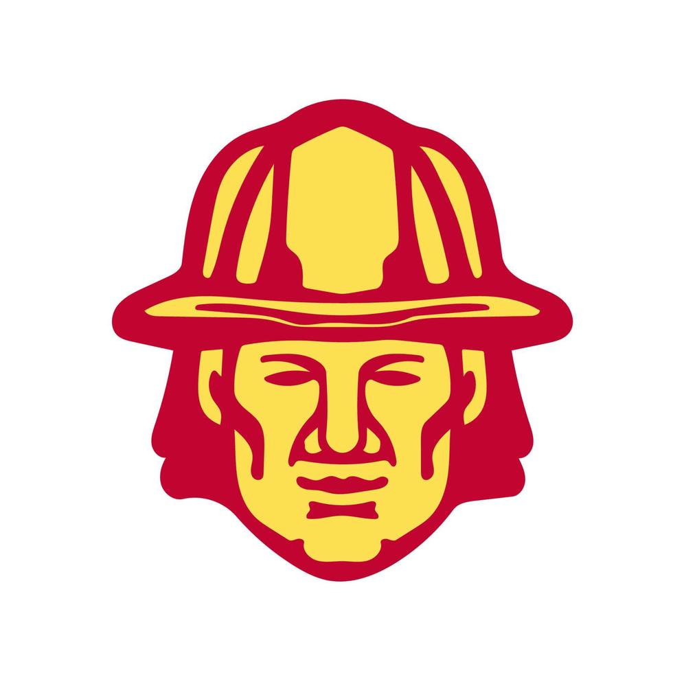 Fireman Head Front Retro vector