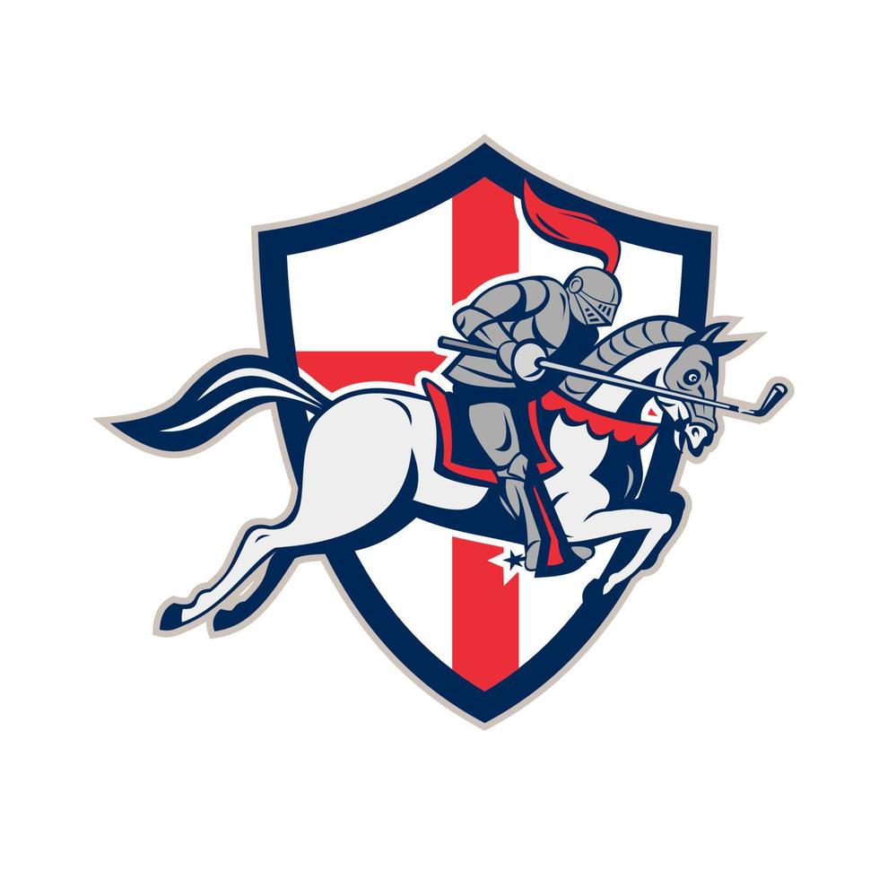English Knight Golf Club Lance Shield Retro vector