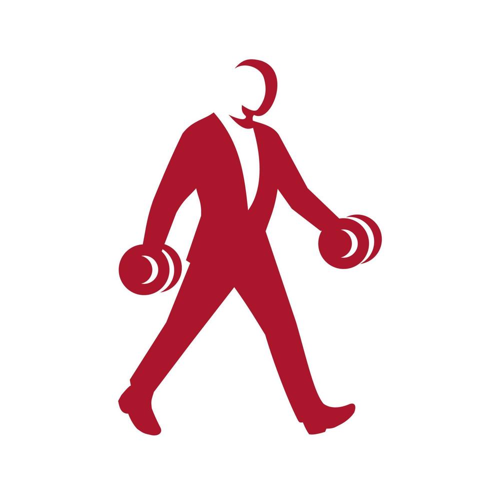 Man in Suit Walking With Dumbbell Silhouette vector