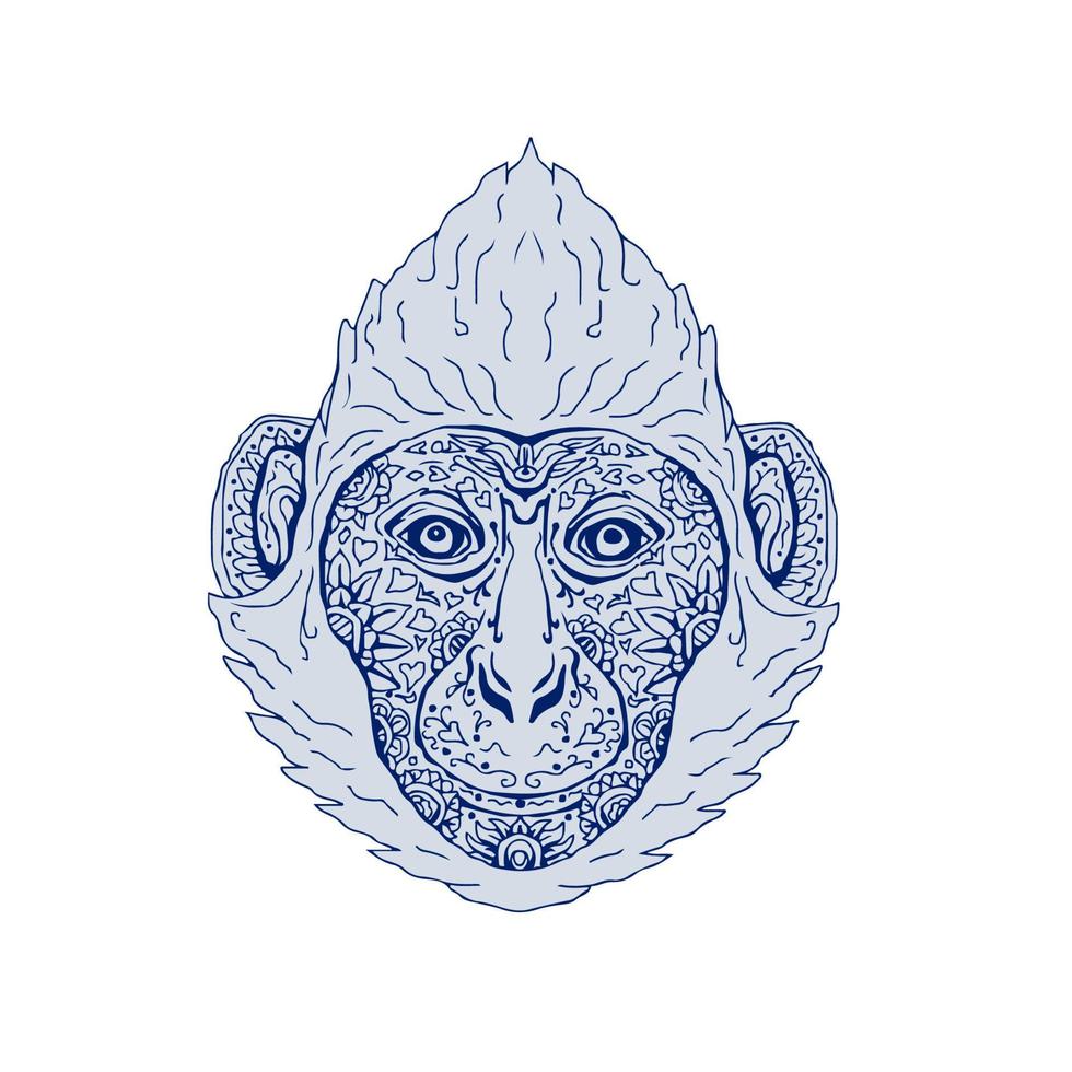 Cat Ba langur Head Mandala vector