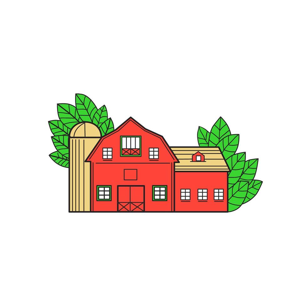 Vintage American Barn Leaves Mono Line vector