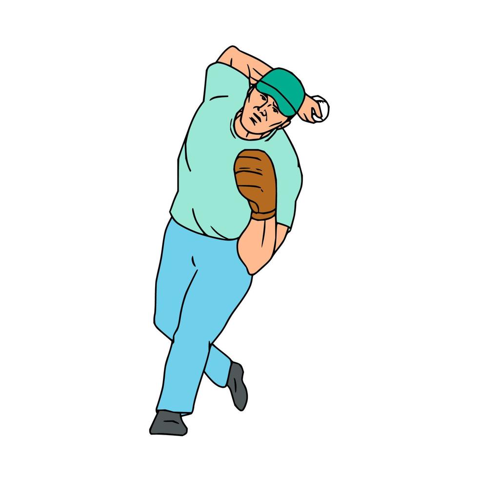 Baseball Player Pitcher Throwing Motion Cartoon vector