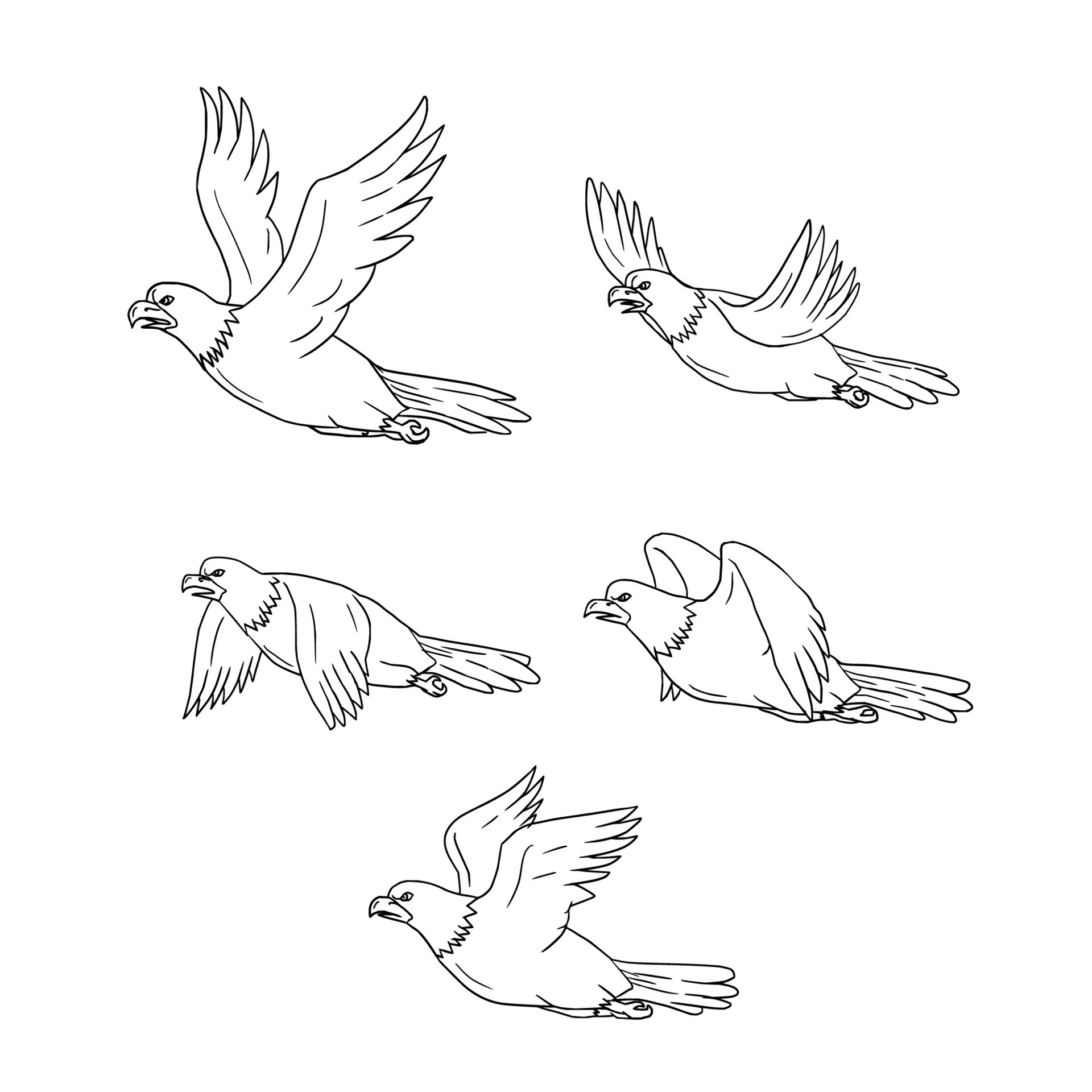 Eagle Flying Side Cartoon Collection Set 8164170 Vector Art at Vecteezy
