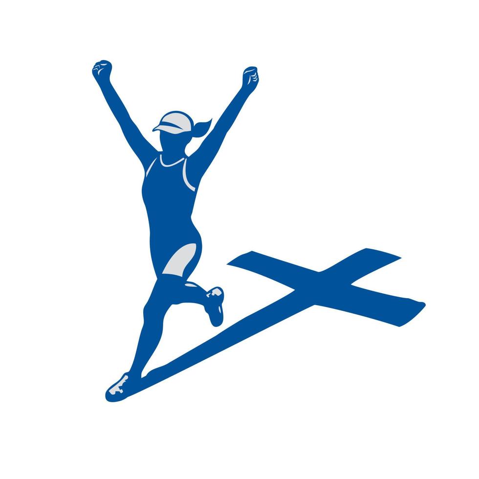 Female Marathon Runner Cross Shadow vector