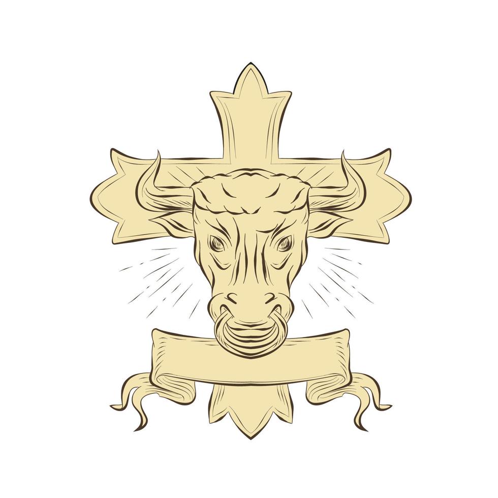 tauro toro cruz cristiana dibujo vector
