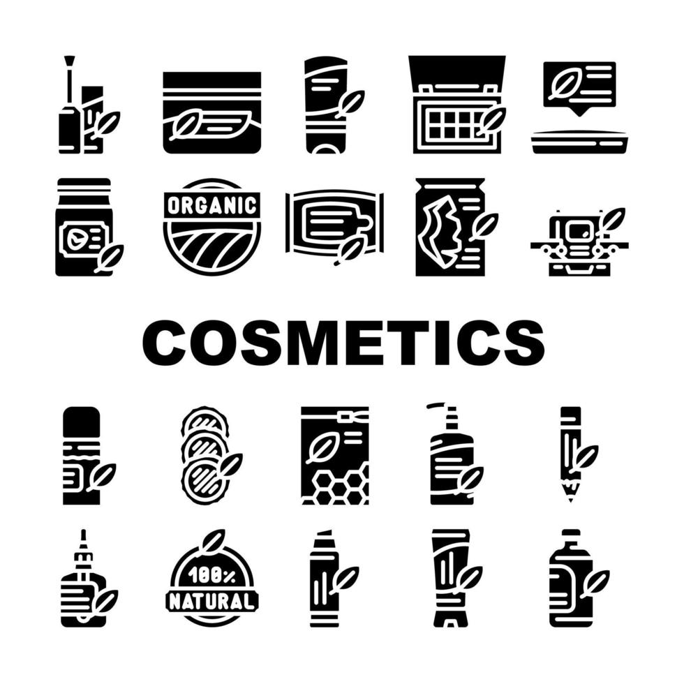 conjunto de iconos de colección de cosméticos orgánicos vector