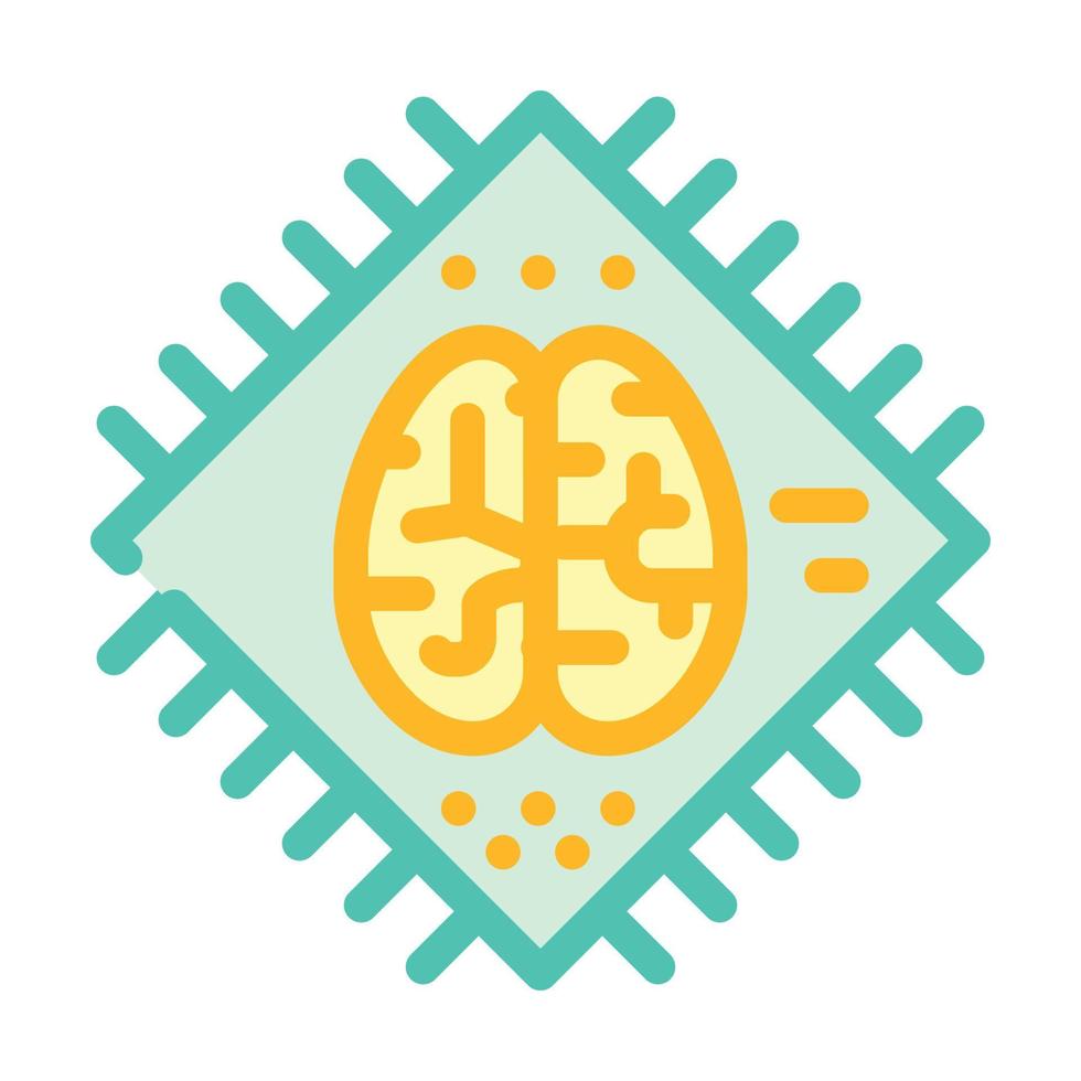 brain microchip artificial intelligence color icon vector illustration