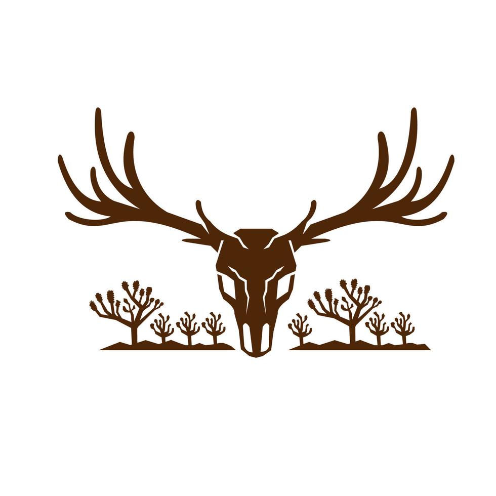 mule deer skull and joshua tree mountains vector