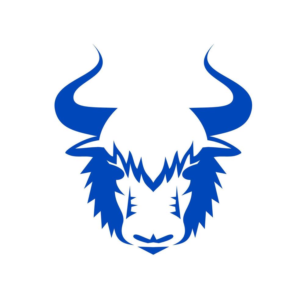 Yak Head Front Retro vector