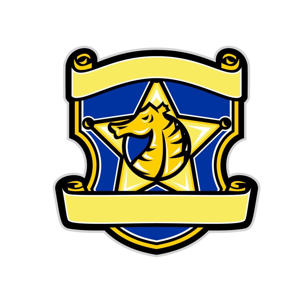 Seahorse Star Badge Retro vector