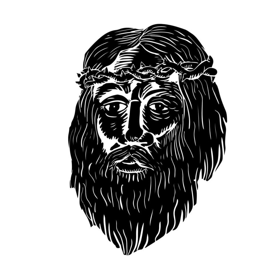 Christ Crown of Thorns Woodcut vector
