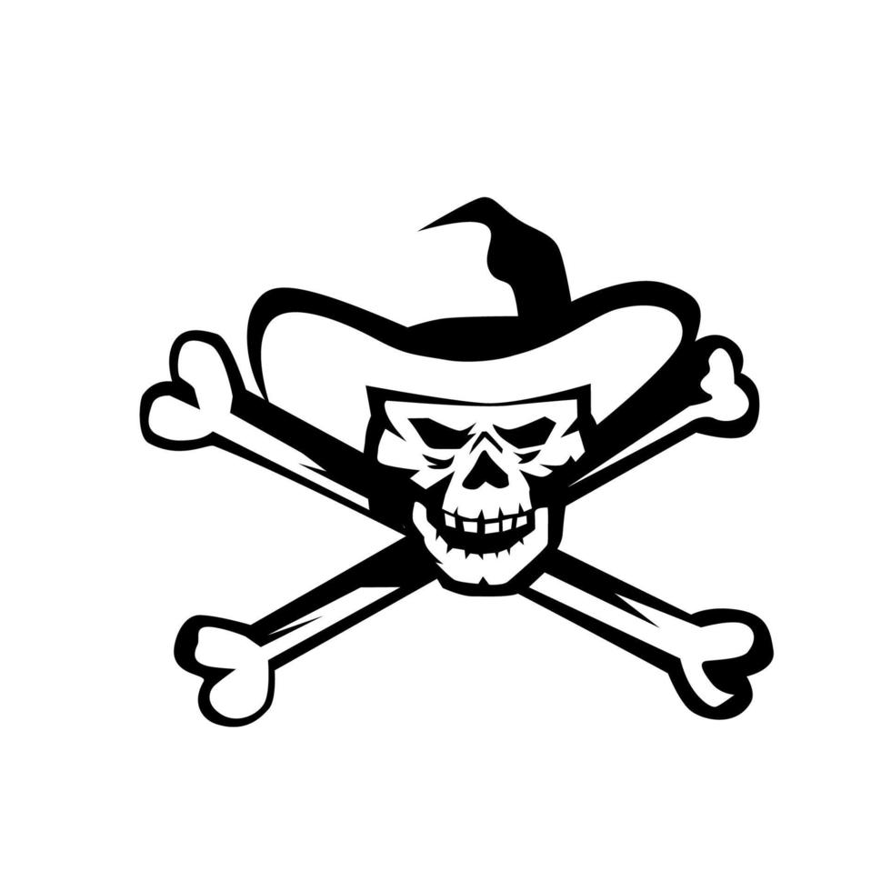 Cowboy Pirate Skull Cross Bones Retro vector