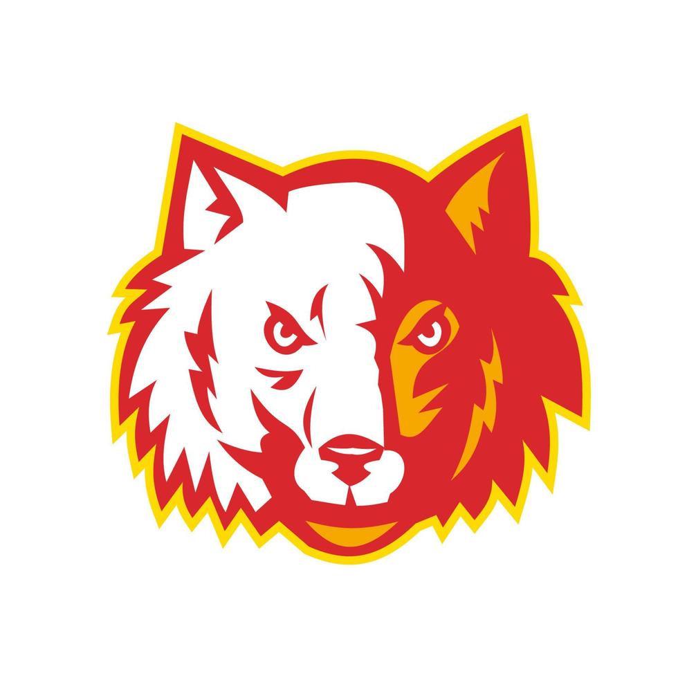 wolf or wild dog head front retro vector