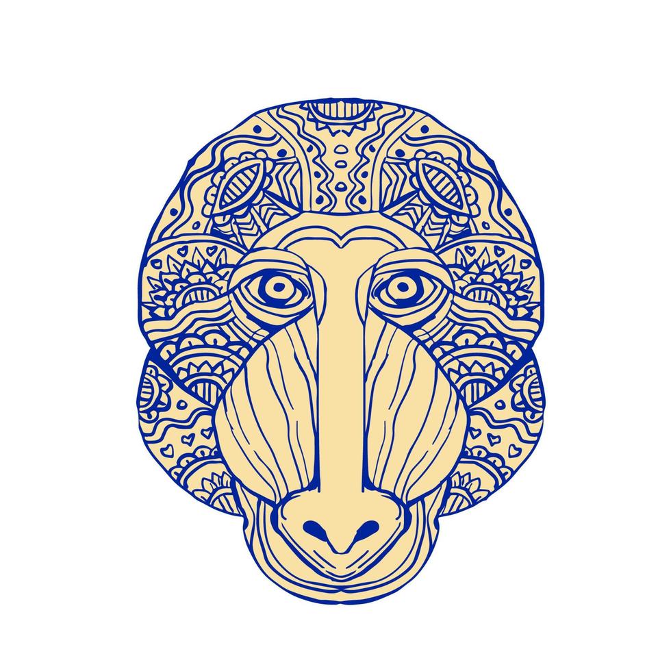 Mandrill Head Front Mandala vector
