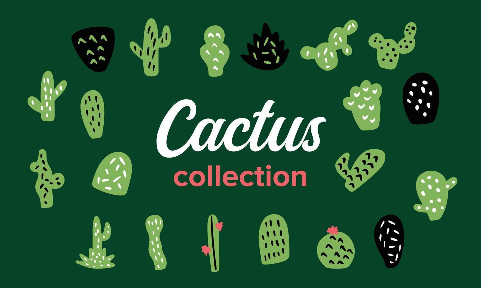 Isolated simple cactus vector collection