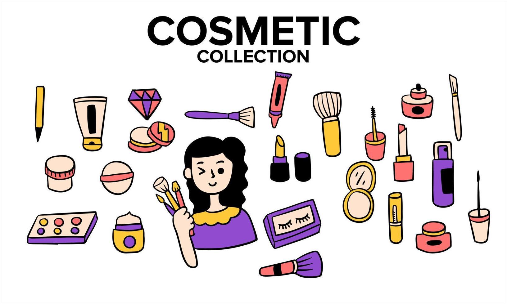 colección de formas de iconos cosméticos. ilustración vectorial de maquillaje vector