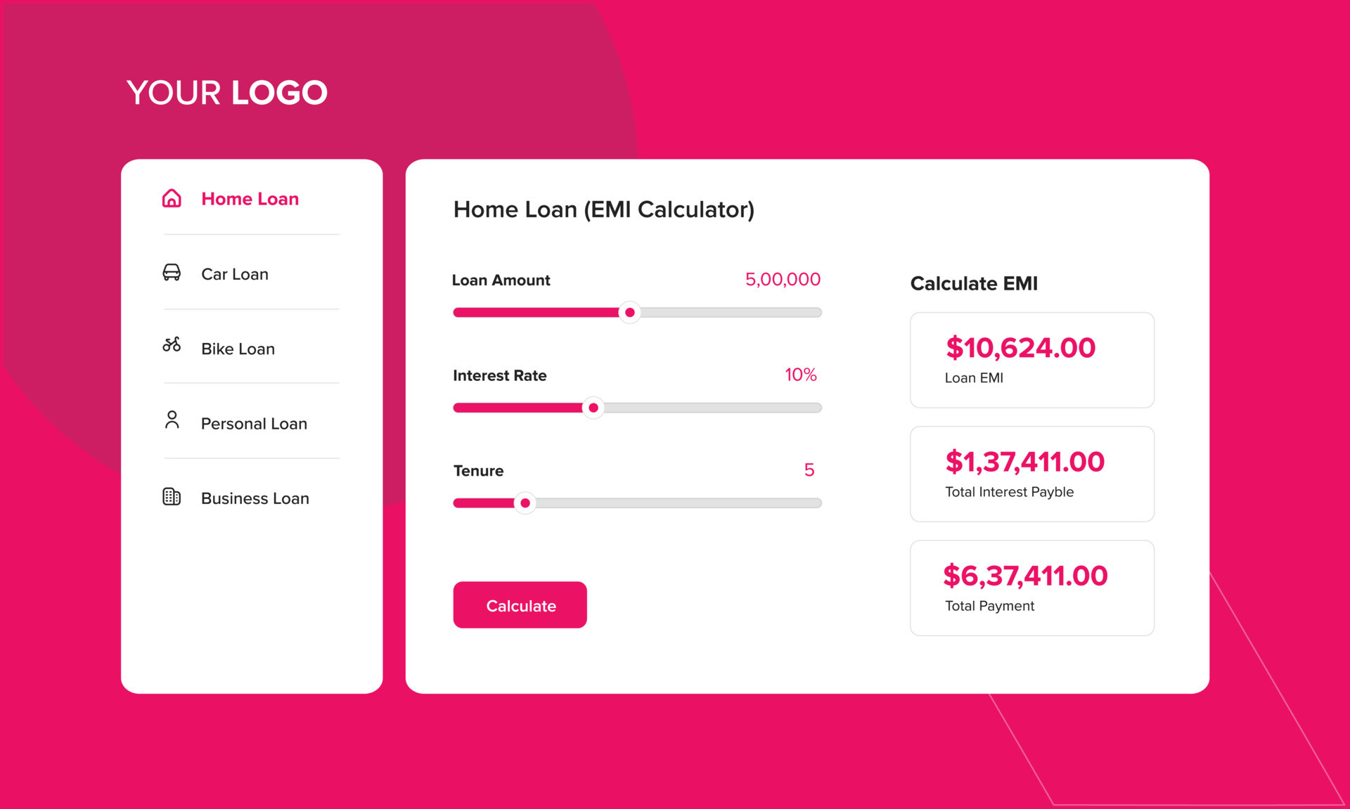 Loan calculator for banking, finance, kiosk machine, credit union ...