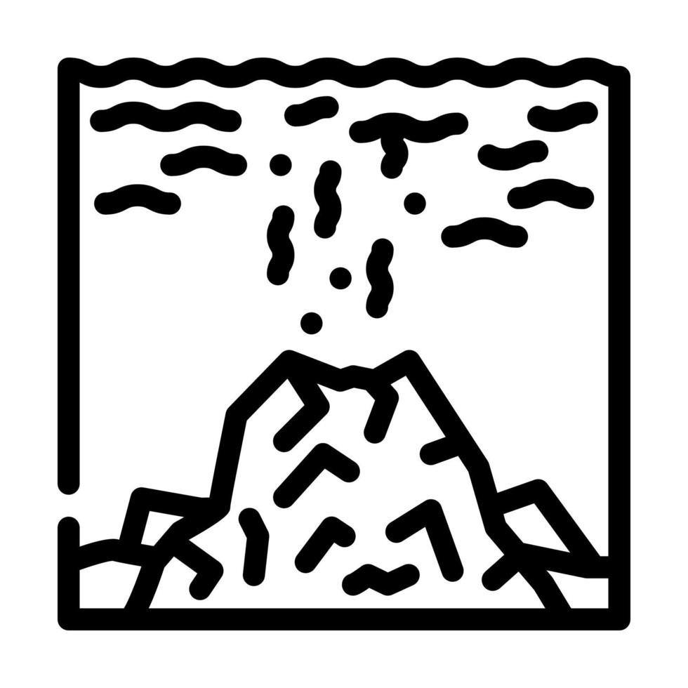 volcán bajo la línea de agua icono vector ilustración