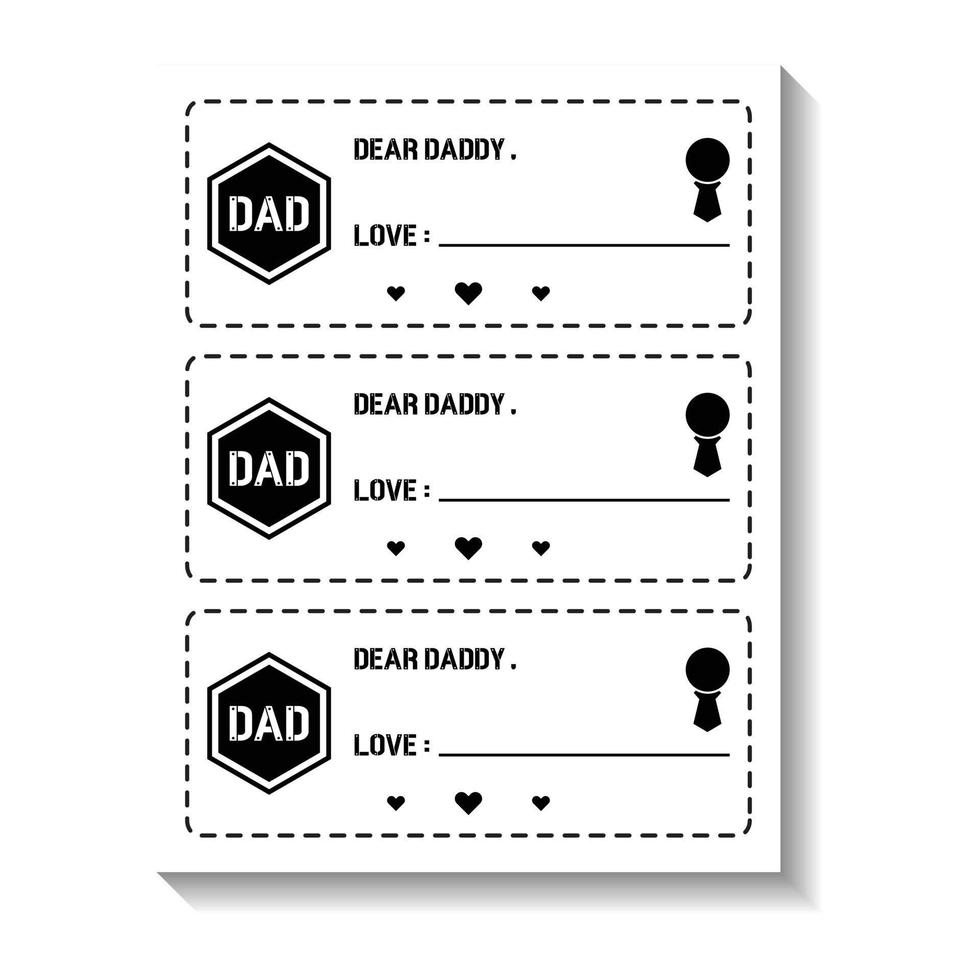 Fathers Day Coupon Book for Dad. Gift Coupon Card or Gift Certificate Printable vector