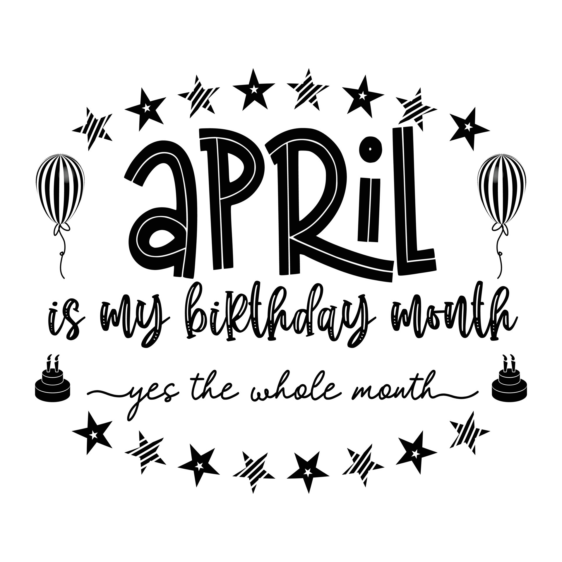 April is my birthday month yes the whole month . April Birthday. Birthday Celebration. Birthday Cake and Balloon .Birthday Quote Typography 8164729 Vector Art at Vecteezy