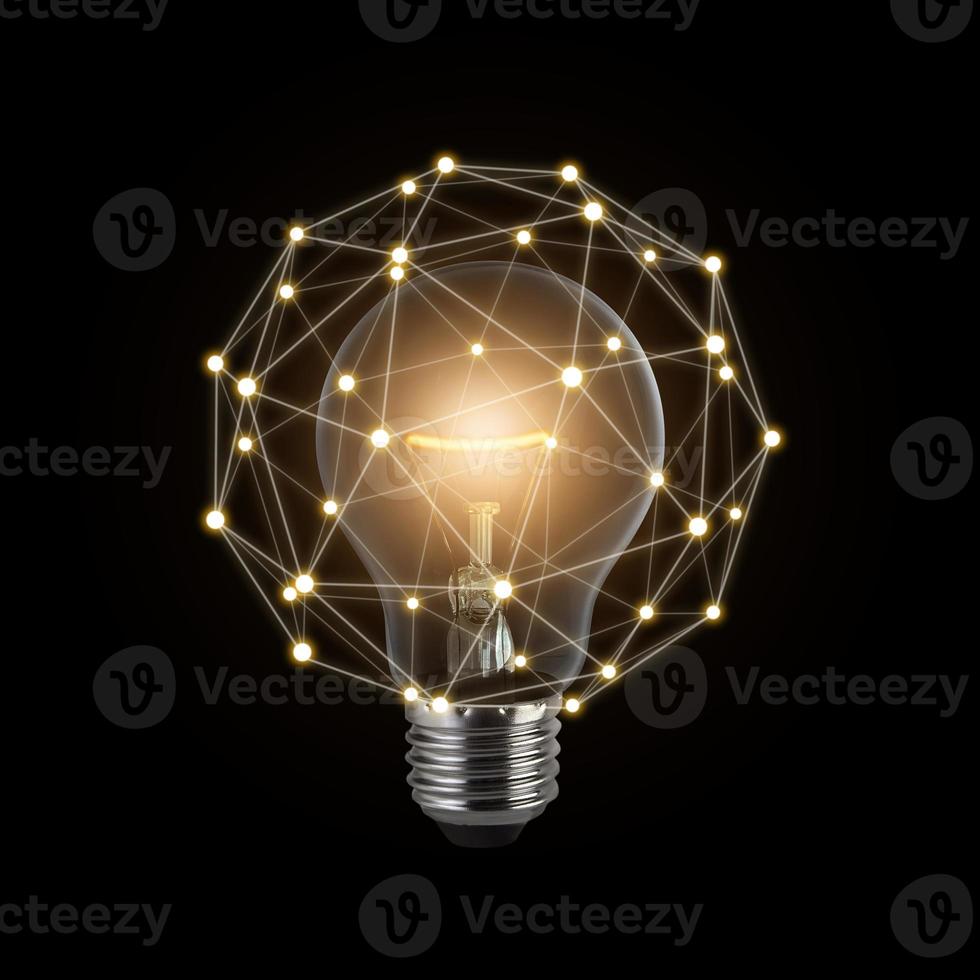 Thinking and creative concept, Light bulb on dark background, Efficient Networking Ideas photo
