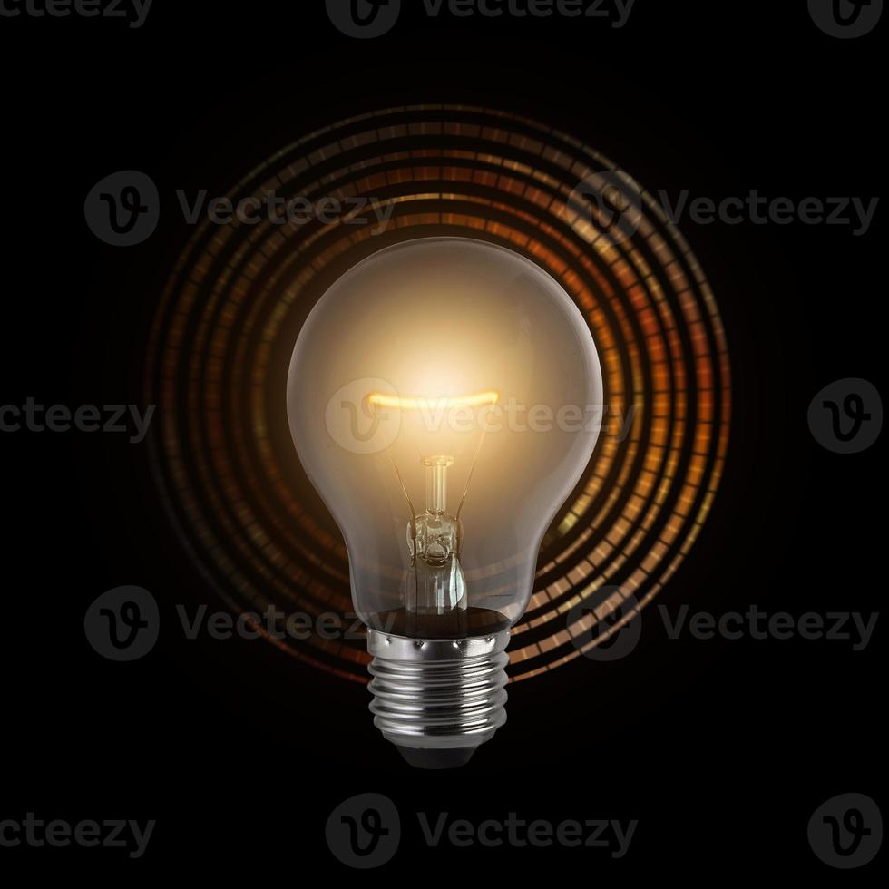 Thinking and creative concept, Light bulb on dark background photo