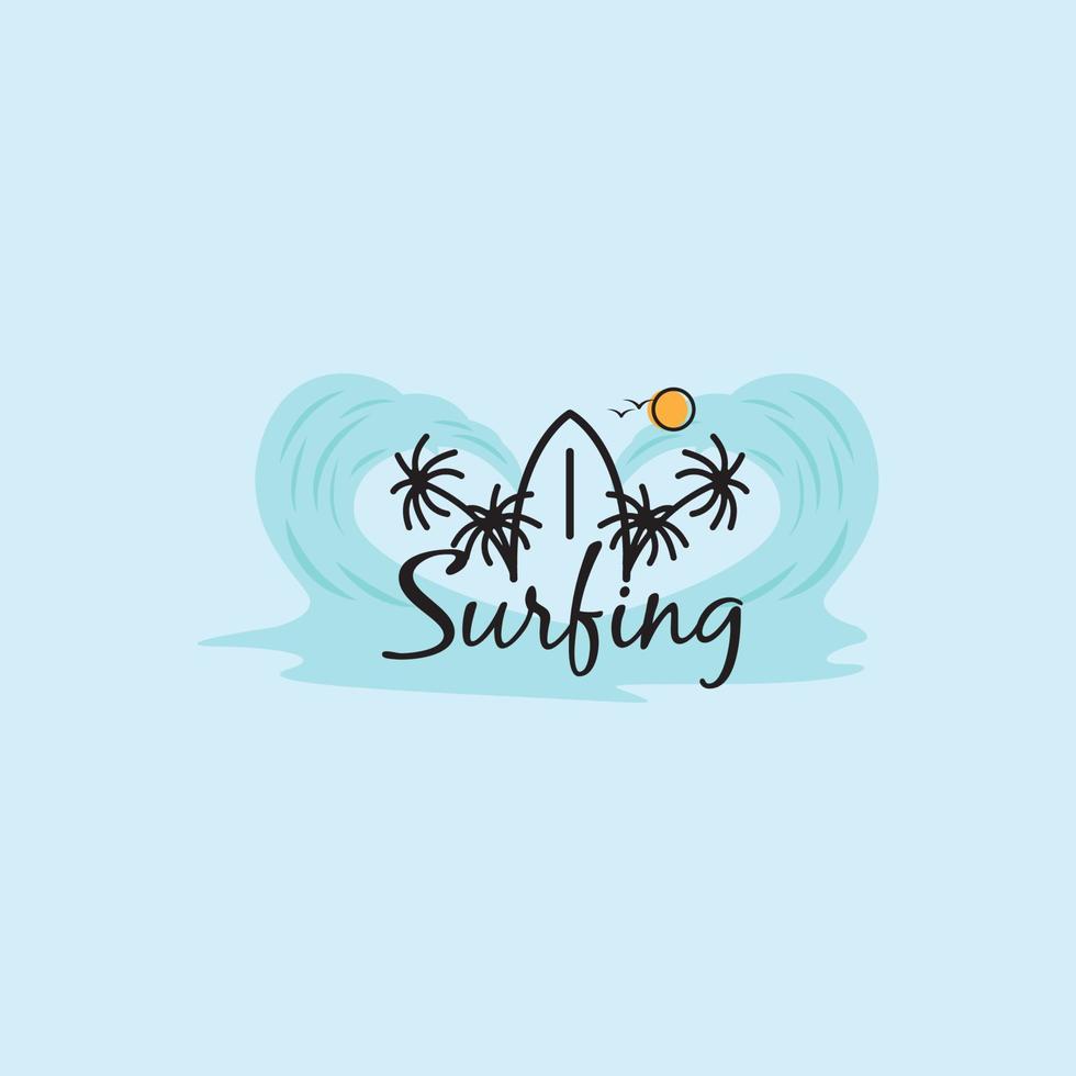 surfing surfboard beach waves holidays logo vector icons symbols illustration design